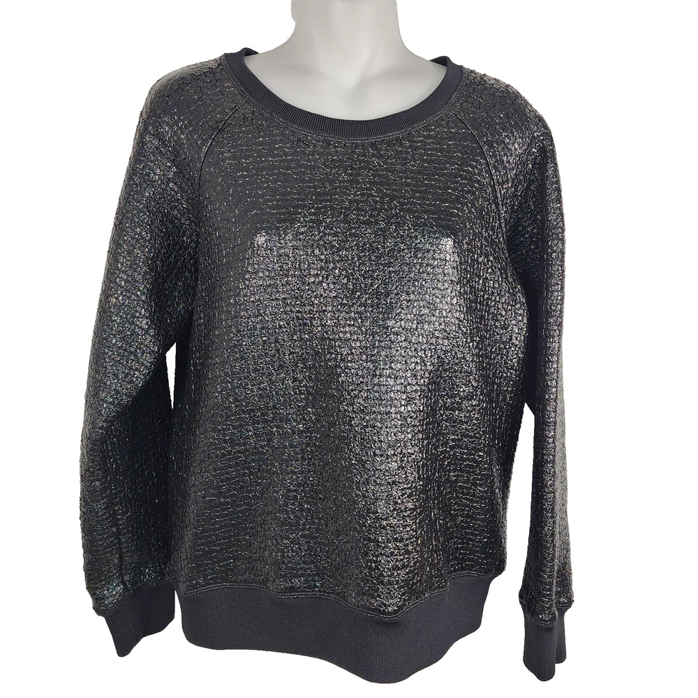 Theory 38 Womens Incline B Downforce Sweater Wool Blend Crewneck Black Medium